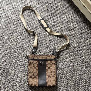 Coach Tan and Black Signature Crossbody Bag